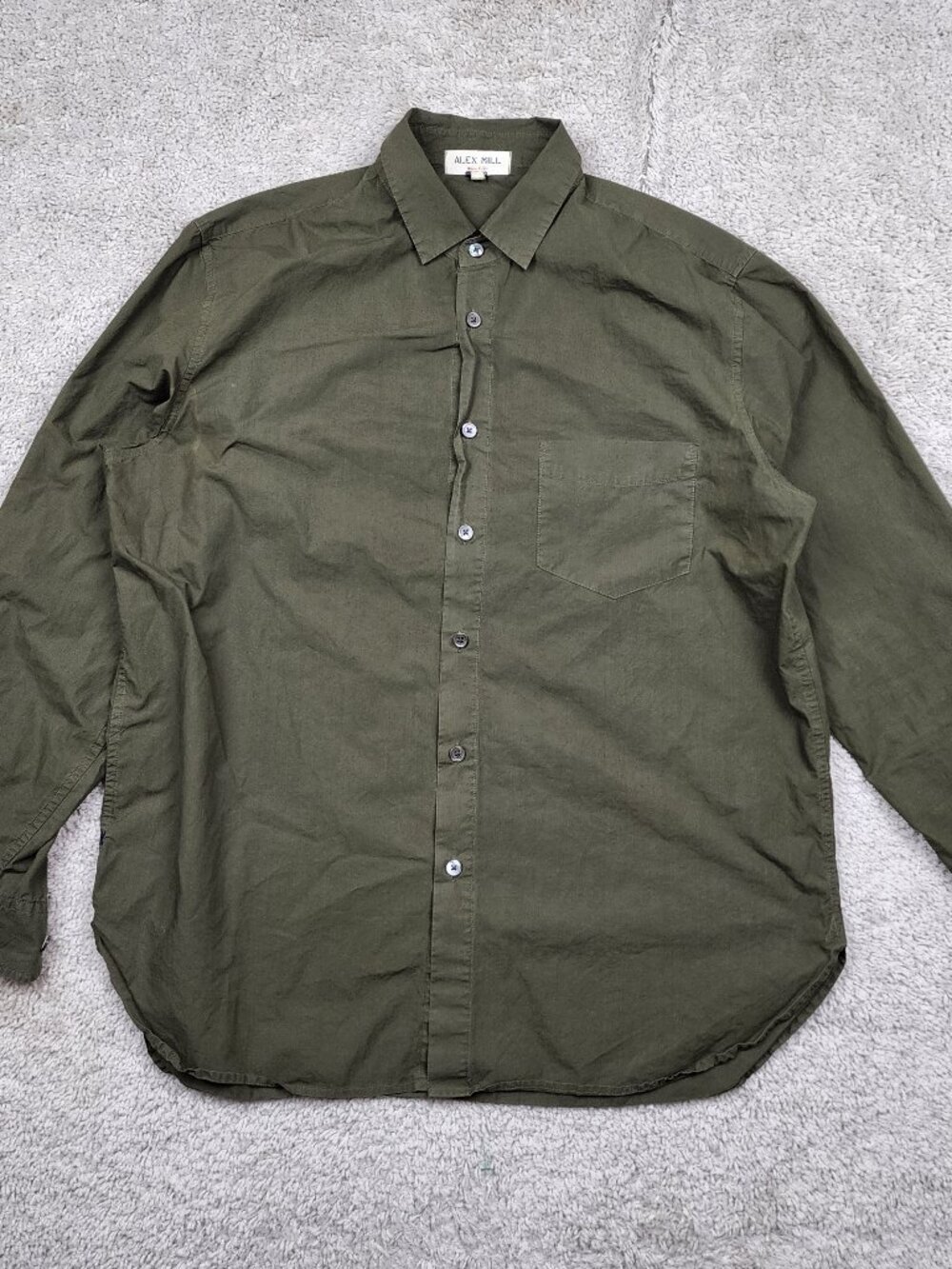 Alex Mill Wash Go Easy Shirt Button Down Mens Large L Olive Green Huckberry USA